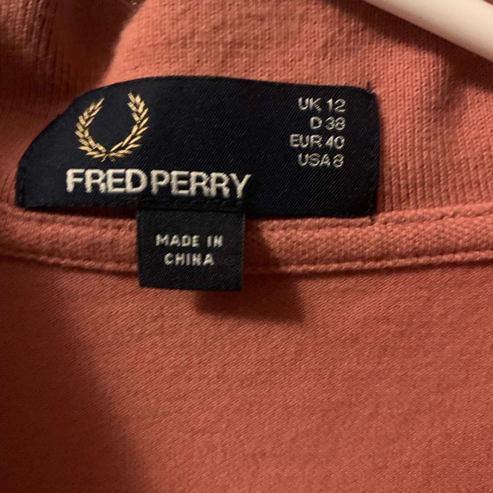 Fred Perry polo, pink with white piping, UK size 12 US size 8